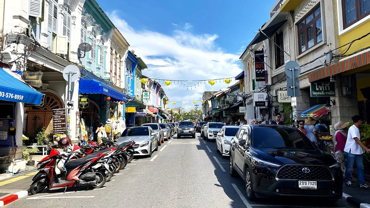 Colourful Sino-Portuguese buildings in Phuket Old Town